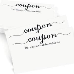 200 Pack Blank Coupon Cards White, 3.5″x2″ Gift Cards, Little Make Your Gift Certificate, Vouchers for Present, Holiday, Valentines Simple Redeemable For Design, Lots of Space to Write