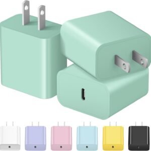 USB C Charger Block iPhone Charger Block Charging Blocks 3-Pack for iPhone 15/15 Plus/15 Pro Max/iPhone 14/14 Pro Max/13 Pro/12 Pro Max/iPad,Samsung(Green)