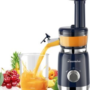 Cold Press Juicer, ZASMIRA Juicer Machines for Vegetable and Fruit with Upgraded Juicing Technology, Powerful Quiet Motor, Compact Size for Space-Saving Juicer, Easy to Clean