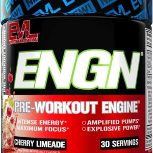 EVL Intense Pre Workout with Creatine – Pre Workout Powder Drink for Lasting Energy Focus and Recovery – ENGN Energizing Pre Workout for Men with Beta Alanine Caffeine and L Theanine – Cherry Limeade