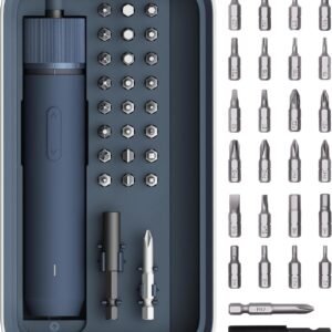 HOTO Electric Screwdriver Kit, 25-Piece Upgraded Bit Set, 3.6V Cordless Screwdriver Rechargeable, Magnetic Case Lid, 3 Torque Settings, 1500mAh Battery, LED Light for Furniture/Electrical Repairs