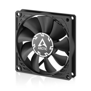 ARCTIC P8 Slim PWM PST – PC Fan, 80mm Case fan, optimised for static pressure, with PST connection (PWM Sharing Technology), DC fan, extra slim – 15 mm, 300–3000 rpm – Black