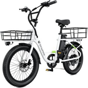 isinwheel U7 Electric Bike for Adults, 750W Peak 20 mph Cargo Ebike Adult Electric Bicycles 55 miles Range E bike, 48V 10.4Ah Removable Battery, 7 Speed Gearshift, 20″ Step Thru Ebikes for Adults