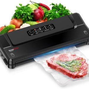 Bonsenkitchen Vacuum Sealer Machine, Fast-Compact Food Sealer, Globefish Technology for High-Speed Continuous Working, Multi-Functional Food Vacuum Sealer with Vacuum Bags & Accessory Hose, Black