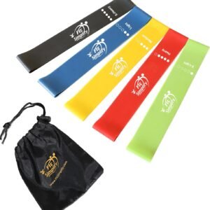 Fit Simplify Resistance Loop Exercise Bands with Instruction Guide and Carry Bag, Set of 5