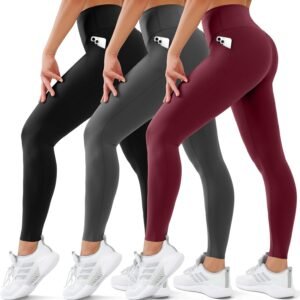 3 Pack Leggings for Women High Waisted No See-Through Tummy Control Soft Yoga Pants Womens Workout Athletic Running Leggings