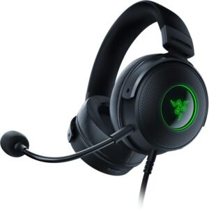 Razer Kraken V3 HyperSense Wired USB Gaming Headset w/Haptic Technology: Triforce Titanium 50mm Drivers – THX Spatial Audio – Hybrid Fabric & Leatherette Memory Foam Cushions – Detachable Mic