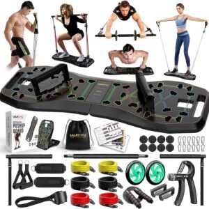 LALAHIGH Portable Home Gym System: Large Compact Push Up Board, 20 in 1 Pushup Bar at Home Gym Workout Equipment for Floor Full Body for Men and Women, Gift for Boyfriend