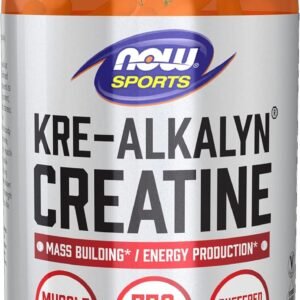 NOW Sports Nutrition, Kre-Alkalyn Creatine 750 mg, Mass Building*/Energy Production*, 240 Veg Capsules