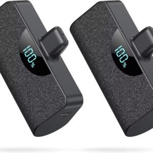 [2 Pack] Small Portable Charger for iPhone,Upgraded 5200mAh PD Fast Charging Power Bank,Mini Portable Charger Battery Pack Compatible with iPhone 14/14 Pro Max/13/13 Pro/12 Pro/11-Black+Black