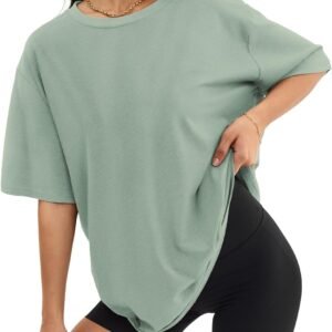 ATHMILE Womens Oversized T Shirts Loose Fit Crewneck Short Sleeve Tops Summer Casual Blouse Y2K 2024 Basic Tee