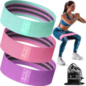 Fabric Resistance Bands for Working Out – Exercise Bands for Women and Men, Booty Bands for Legs and Butt, Yoga, Pilates, Rehab, Fitness and Home Workout