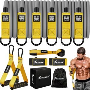 Resistance Bands, 350lbs Heavy Exercise Bands with Handles, Workout Bands Set for Working Out Men, Fitness Weight Bands for Strength Training, Stretching, Slim, Physiotherapy – Home Gym Equipment