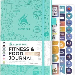 Clever Fox Fitness & Food Journal – Nutrition & Workout Planner for Women & Men – Diet & Gym Exercise Log Book with Calendars, Diet & Training Trackers – Undated, A5 Size, Hardcover (Turquoise)