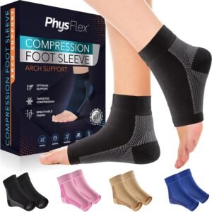 Compression Socks for Plantar Fasciitis, Achilles Tendonitis Relief – (1 Pair) Ankle Compression Sleeve for Heel Spurs, Foot Swelling & Fatigue – Arch Support Brace for Everyday Use