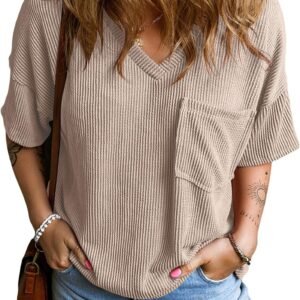 EVALESS Womens Summer Tops Oversized T Shirts Short Sleeve Blouses for Women Dressy Casual Work Outfits