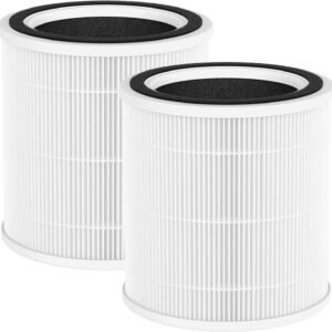 2 Pack AC400 Replacement Filter Compatible with Purivortex AC400 Air Cleaner Purifier, 3-in-1 H13 True HEPA Technology High Efficiency, White