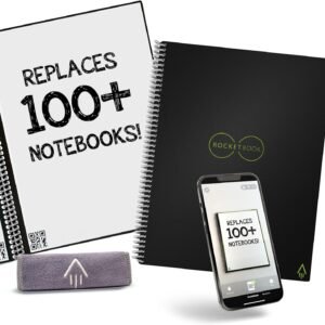 Rocketbook Core Reusable Smart Notebook | Innovative, Eco-Friendly, Digitally Connected Notebook with Cloud Sharing Capabilities | Dotted, 8.5″ x 11″, 32 Pg, Infinity Black, with Pen, Cloth, and App Included