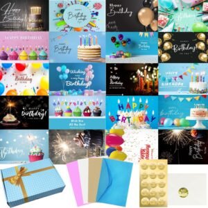 160 Birthday Cards Bulk with Short Generic Message Inside, Birthday Cards with Envelopes 4 x 6 inches, 20 Unique Designs, for Family, Group,Office, Business, Cards in Box