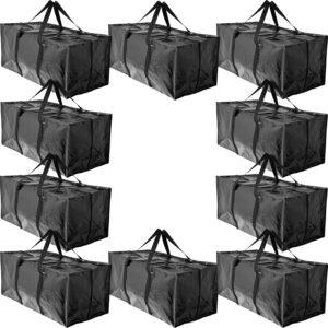 10 Moving Bags, Heavy Duty Extra Large Stronger Handles Wrap Around bag Storage Totes Zippered Reusable Moving Supplies Clothes Attic Sports Garage Travel College