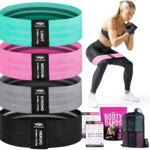 Resistance Bands for Working Out with Workout Bands Guide. 4 Booty Bands for Women Men Fabric Elastic Bands for Exercise Bands Resistance Bands for Legs Bands for Working Out Hip Thigh Glute Bands Set