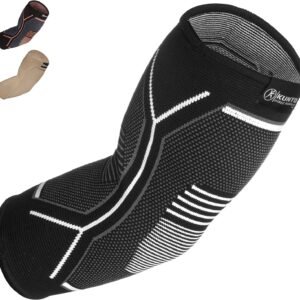 Kunto Fitness Elbow Brace Compression Support Sleeve (Shipped From USA) for Tendonitis, Tennis Elbow, Golf Elbow Treatment – Reduce Joint Pain During Any Activity!