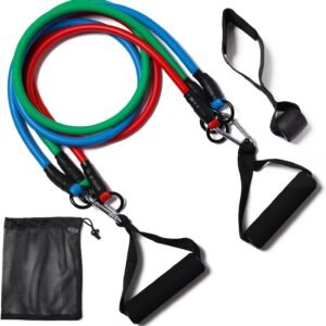 Resistance Bands with Handles, Single Resistance Bands, Exercise Bands with Handles, for Resistance Training, Physical Therapy, Home Workouts, Fitness, Pilates